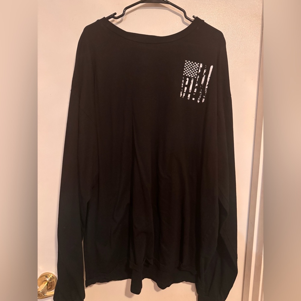 Black long sleeve T-shirt with flags